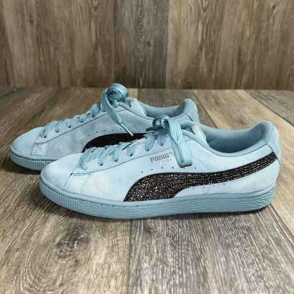 Puma Classic Suede Turquoise Blue Low Top Youth US Size 5.5 Sneaker Shoes - Picture 6 of 12